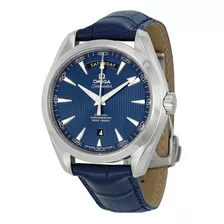 Omega Aqua Terra Azul Dial Azul Piel Mens Reloj 231.13.42.2.