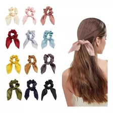 Cintas Para El Pelo Elásticas Scrunchie Satín 12 Colores