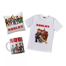 Camiseta Personalizada Roblox Combo Con Taza Y Cojin 