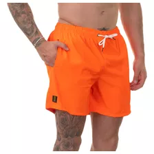 Short Masculino Laranja Neon Bermuda Praia Basico Mauricinho