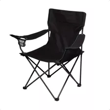 Cadeira Dobrável Oasis Neoblue Preta Suporta 120kg - Portátil, Com Apoio De Braço E Porta-copos - Ideal Para Camping E Piqueniques C/ Bolsa De Transporte