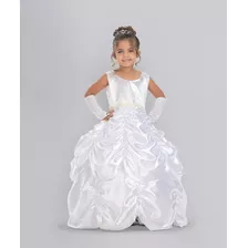 Vestido Infantil De Daminha Modelo Princesa Bela Com Armação