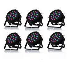 Kit 6 Refletor Festa Strobo 18 Led Mini Par Rgb Balada Night