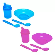 Kit Infantil Refeição Para Bebê 4 Peças Murano Menino Menina Cor Rosa