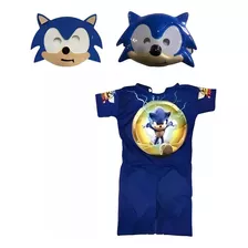 Fantasia Infantil Roupa Sonic 2 Máscaras Envio Já