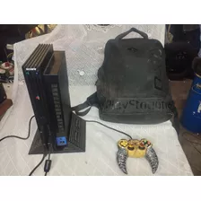 Ps2 Fat, Hd, Mochila Original, Controle Scarepad, E Base.