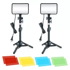 2 Paquetes De Luz De Vídeo Led Con Soporte Ajustable Para Tr