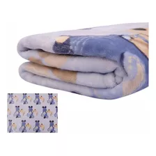 Cobertor Bebe Azul Flannel Antialergico Macio Enxoval