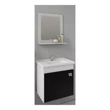 Móveis Para Banheiro Mgm Móveis Kit Íris De 44.8cm De Largura, 46cm De Altura E 31.5cm De Profundidade, Com Pia Colorida Branco E Móveis Branco/preto