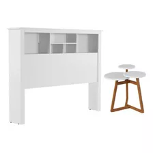 Jogo De Cabeceira Com Mesa Lateral Genoa Branco Nature