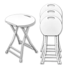 4 Unidades Blanco Plegable Apilable Silla Taburete Portáti.