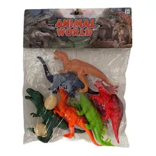 Kit Com 6 Peças Dinossauros De Borracha + 2 Ovos - Miniatura