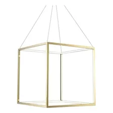 Luminária Pendente Cubo 42w 3000k Dourado Bivolt 110v