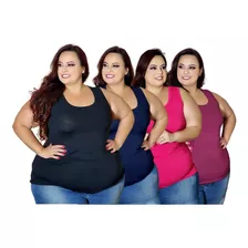 Kit 4 Roupa De Academia Regatas Plus Size Fitness Verão