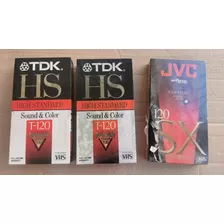 Lote 3 Fitas Vhs- Tdk Hs T-120/246m E Jvc 120 Sx Leia Abaixo