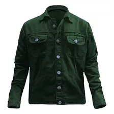 Jaqueta Masculina Plus Size | Jeans | Verde Militar | Denim