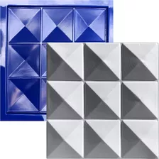 Forma 3d De Gesso Abs Azul - Pirâmide 30 X 30 Cm Lindíssimo 