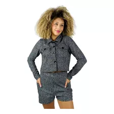 Conjunto Endless Casaco Curto Com Shorts Em Tweed Feminino