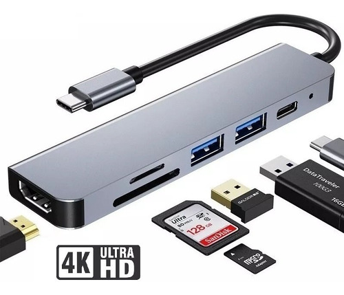 Adaptador P/ Macbook Thunderbolt Hub Usb 3.0 Hdmi 4k Tipo C