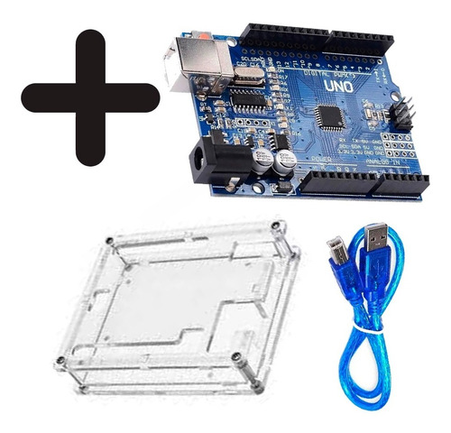 Uno R3 Compatible Ide Arduino Uno + Caja Acrílico Protector