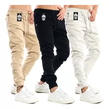 Kit 3 Calça Jeans Masculina Jogger Camuflada Sarja Elástico