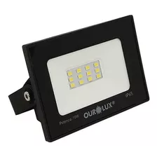 Refletor Led Preto Ip65 10w Bivolt Quente 3000k Ourolux Cor Da Luz Branco Quente | 3000k Cor Da Carcaça Preto Voltagem Bivolt | 127v - 220v