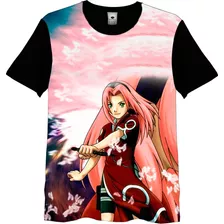 Camisa Camiseta Full 3d + Bandana Naruto Sakura Anime Manga