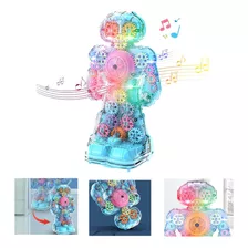 Brinquedo Robô Musical Luzes Color Transparente Bate-volta Cor Azul