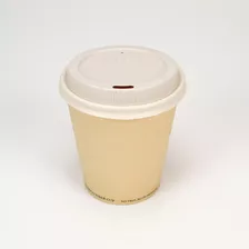 100un Copo De Bambu Papel 190ml C/tampa P/café Capuccino