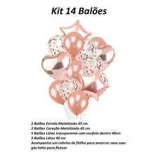 Kit Buque Balão Rose Gold Arranjo Balões