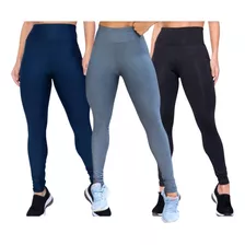 Kit 3 Calça Legg Treino Feminina Legging Básica Dia A Dia