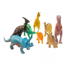 Brinquedo Kit De Dinossauro Conjunto Completo Com 8 Borracha