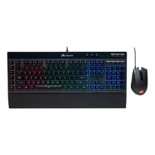 Kit De Teclado Y Mouse Gamer Corsair K55 + Harpoon Rgb Inglés De Color Negro