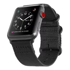 Correa Nylon Fintie Compatible Con Apple Watch 42mm Negro