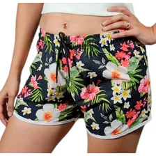 Short Feminino Tactel Com Elastano Estampado