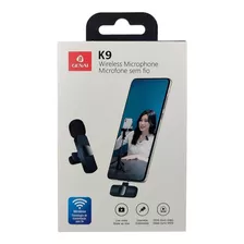 Microfone Lapela Sem Fio P/ iPhone Lightning Profissional K9 Cor Preto