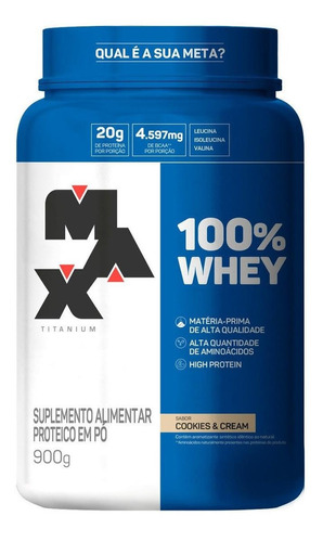 Suplemento Em  Pó Max Titanium  100% Whey Proteínas Sabor  Cookies & Cream Em Pote De 900g