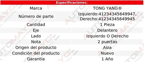 1/ Salpicadera Delantera Tong Yang 330ci 2001-2002 Foto 2