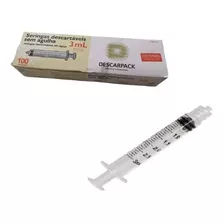 Caixa Seringa Luer Lock Rosca Sem Agulha 100 Unidades 3ml