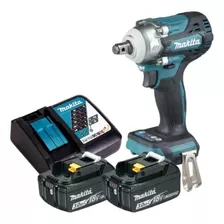 Chave De Impacto Makita Dtw300 2 Baterias 3ah + Carregador Cor Azul-turquesa 110v/220v