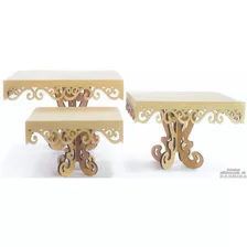 Trio De Bandejas Provençal Arabesco Mdf Cru C Base Promoção