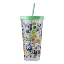 Vaso Mug Videojuego Animal Crossing Plastic Cup And Straw