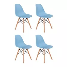 Cadeira De Jantar Decorshop Charles Eames Dkr Eiffel, Estrutura De Cor Azul, 4 Unidades