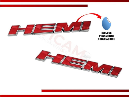 Kit De Emblemas Laterales Y Parrilla Dodge Hemi Rojo Foto 2