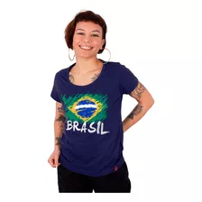 Camiseta Camisa Feminina Do Brasil Bandeira Copa Do Mundo