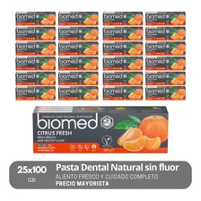 Pack 25 Pastas Dentales Sin Fluor Biomed Citrus Fresh 100g