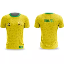 Camiseta Camisa Seleção Brasil Copa Do Mundo Onça