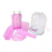 Kit Higiene Luxo Para Viagem Completo Rosa 