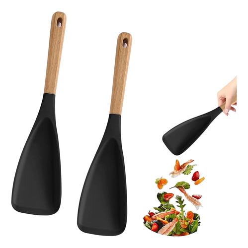 Multifunction Spatula Cooking Spoon, Cedar And Ash Spoon, Black