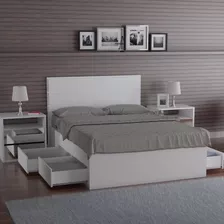 Cama Queen 4 Gavetas Foscarini Branco Fg